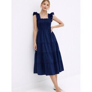 Hill House Home NWT Ellie Nap Dress Women's XS Navy Smocked Midi Feminine Chic